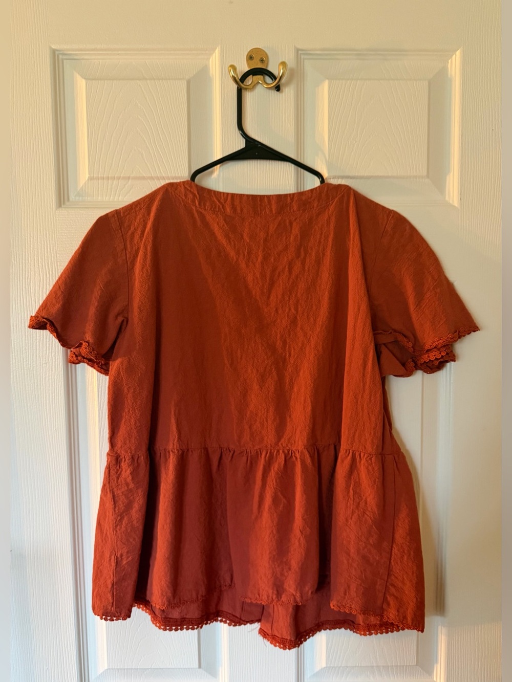 Madewell Rust Button-Front Peplum Top - Picture 2 of 3